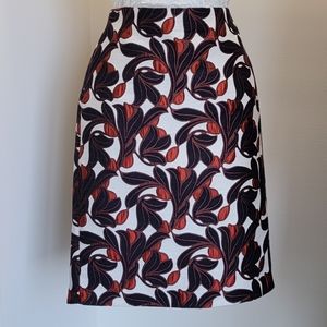 Ann Taylor Navy/Rust Floral Pencil Skirt SZ: 4P